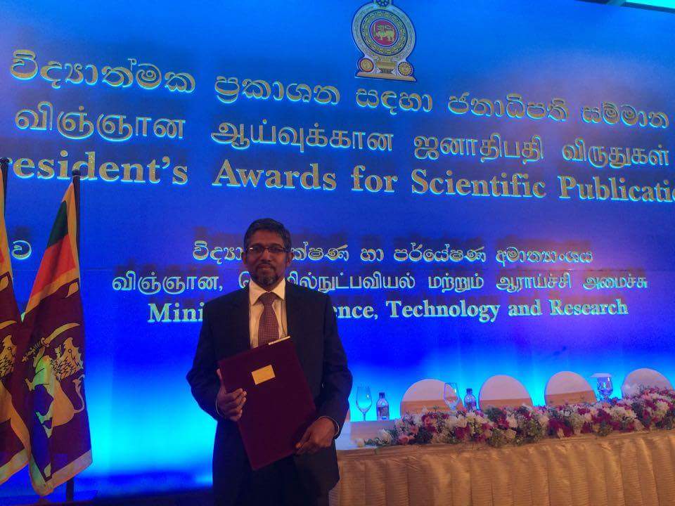 Prof. MMM. Najim (Vice Chancellor) awarded the President's Awards for Scientific Publication 2013